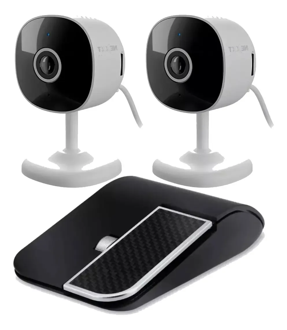 Pacote combinado de câmeras X2 e mouse para sua segurança e conforto. Cor: preto