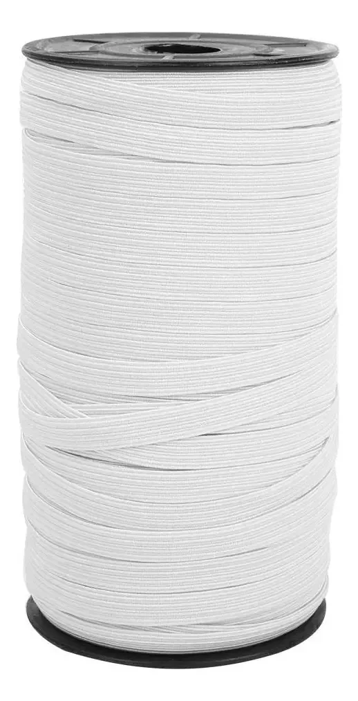 Cordão elástico de 8 mm, elástico, acessório de costura branco