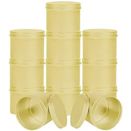 Latas de vela de metal vazias, 12 potes de vela de metal, potes de vela, latas vazias para fazer velas, doces e tesouros, 8 onças, para fabricação de velas DIY (douradas)