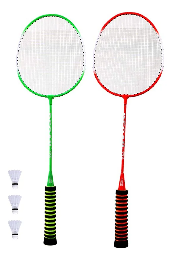 Conjunto de Raquetes de Badminton Besportble de 5 peças Liga de Aço Esponja Treinamento com Empunhadura Antideslizante Equipamento de Bolas Esportivas para Iniciantes e Profissionais