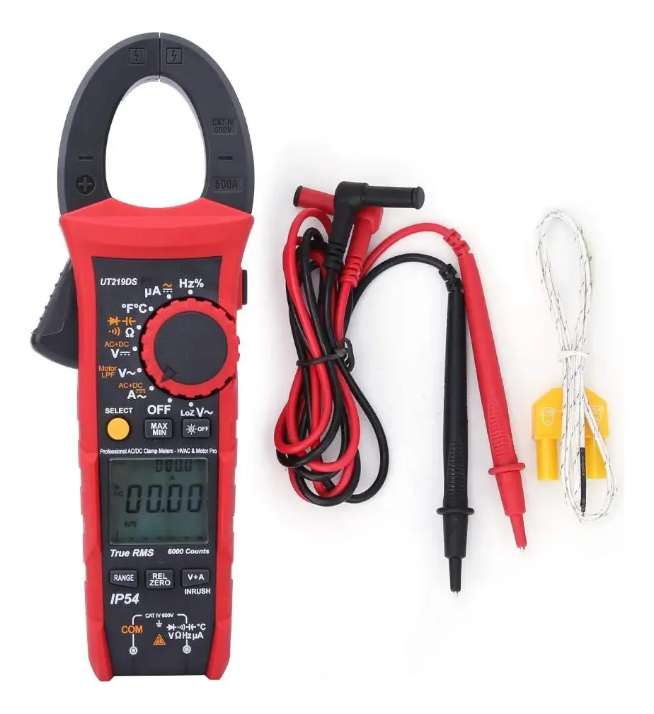 Medidor de braçadeira digital, medidor de braçadeira LCD UT219ds de 6000 contadores, testador de resistência de tensão e corrente