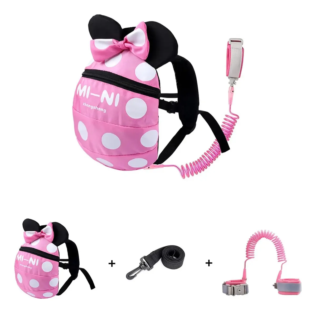 Czsyzczs Correia Para Crianças Pequenas + Pulseira Antiperda, Arnês De Segurança Para Crianças E Meninos (rosa)