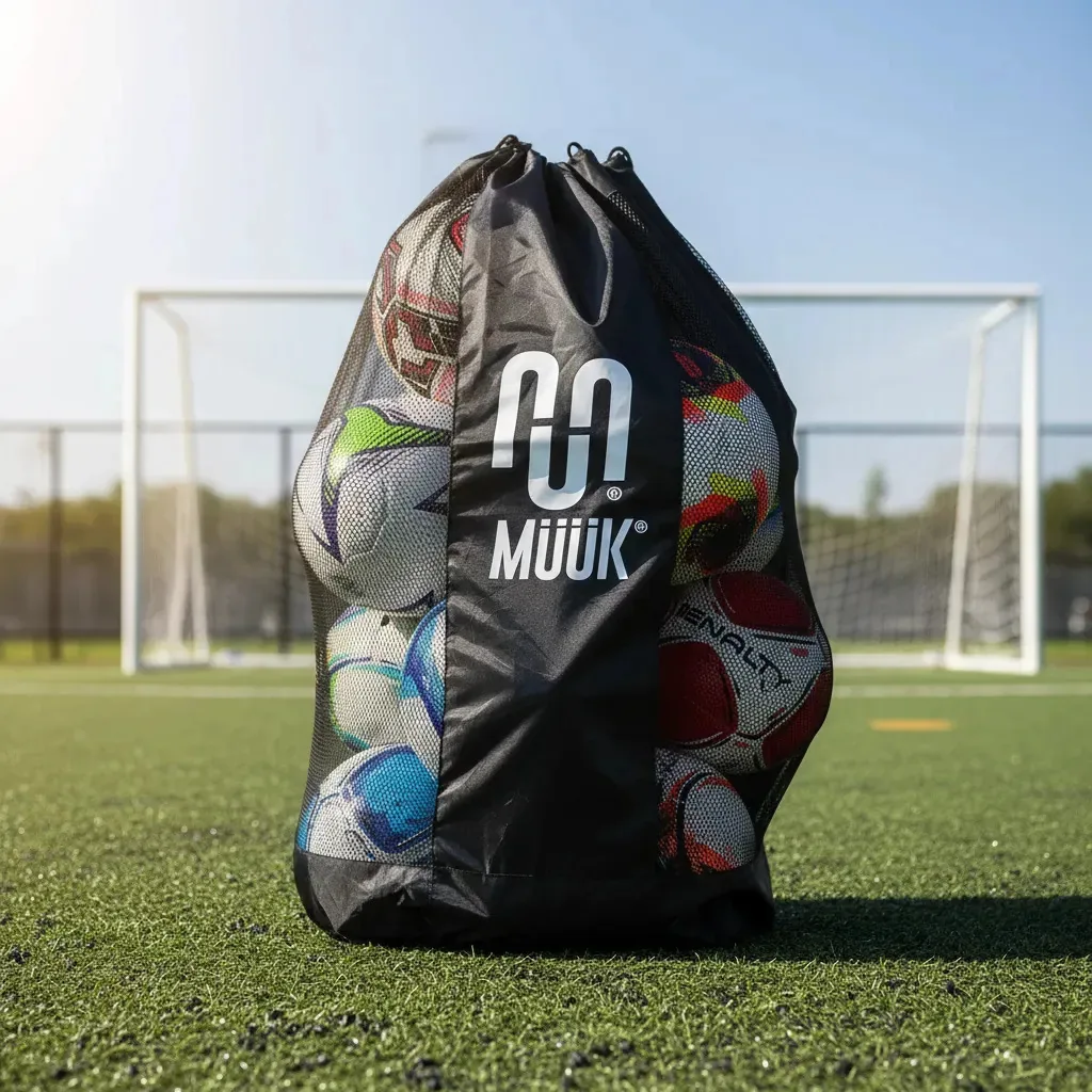 Bolsa de bolas esportivas Muuk, pacote com 12 unidades - cor preta