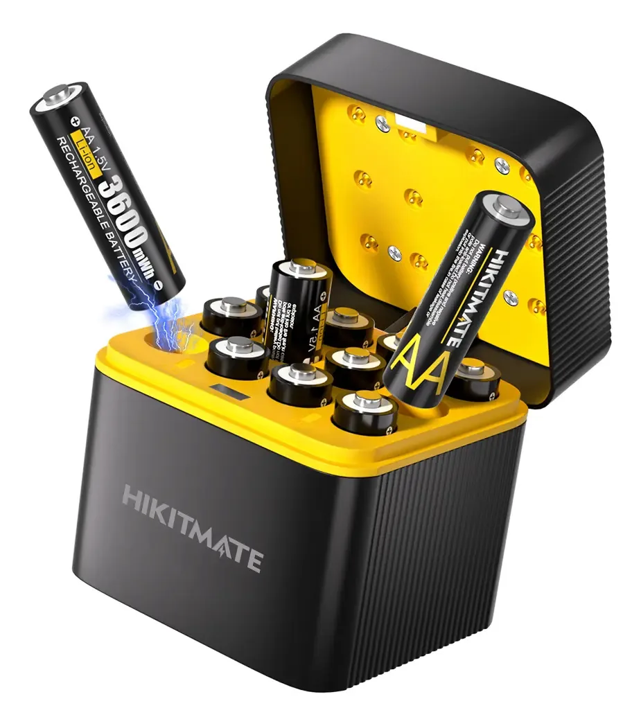 Baterias recarregáveis com carregador e 12 pilhas recarregáveis AA Baterias recarregáveis com luz indicadora de carregamento compatíveis com todas as baterias de lítio recarregáveis para...