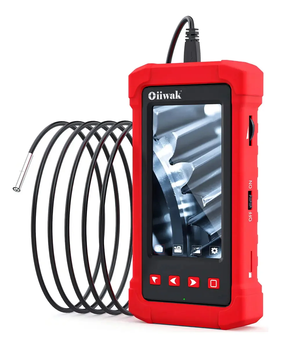 Oiiwak Borescópio com Display, Sonda de 5m, Ideal para Inspeção Visual em Espaços Reduzidos, Ferramenta Profissional.