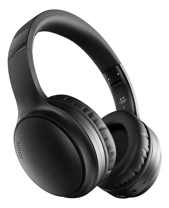 Fones de ouvido TELIKPER, modelo X1, cor preta, com luz LED azul, 2 pares, som surround, design ergonômico, conectividade Bluetooth.