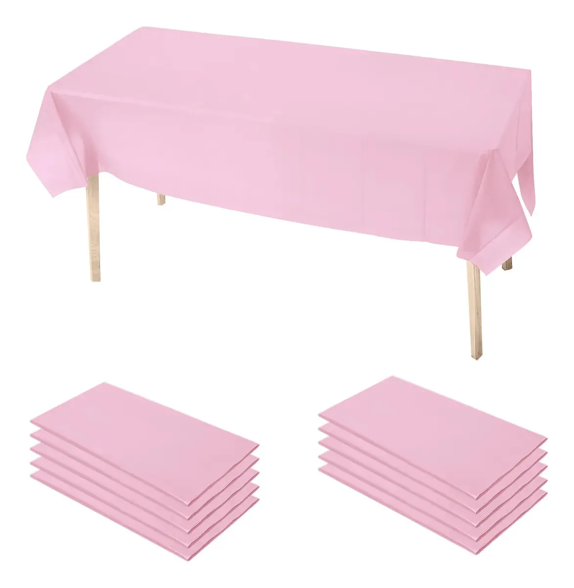 10 toalhas de mesa descartáveis retangulares rosa, talheres de festa, produtos para festas: toalhas de mesa de plástico duráveis e descartáveis