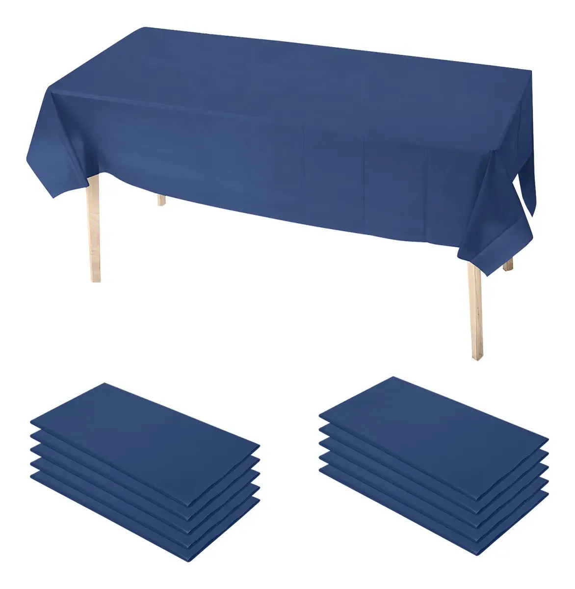 10 toalhas de mesa descartáveis retangulares azuis Produtos de festa: toalhas de mesa de plástico duráveis e descartáveis
