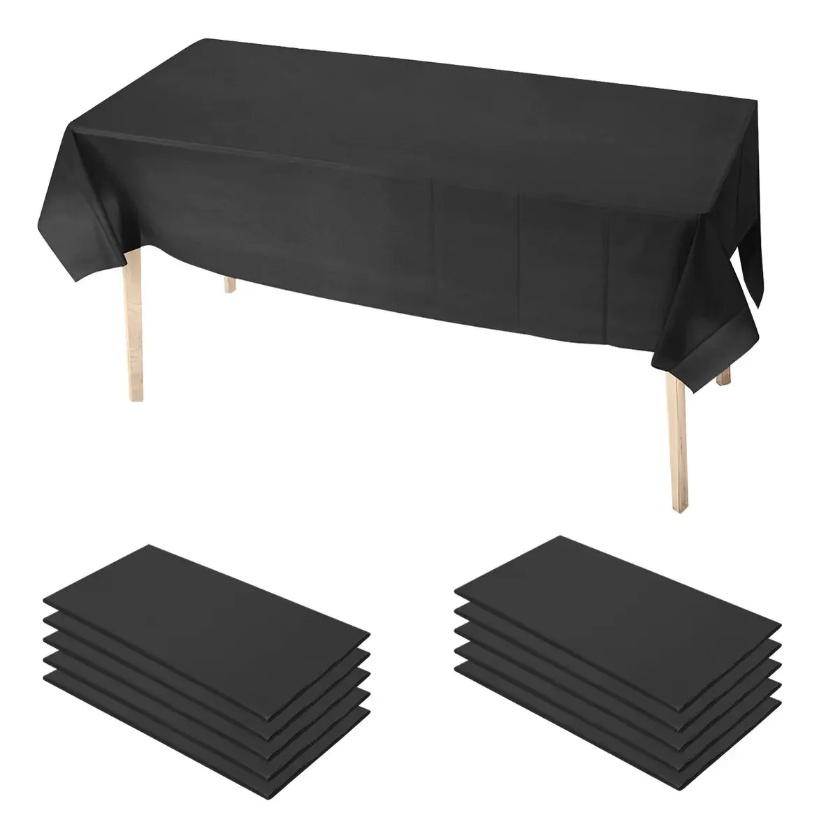 10 toalhas de mesa descartáveis retangulares pretas Produtos para festas: toalhas de mesa de festa de plástico duráveis e descartáveis
