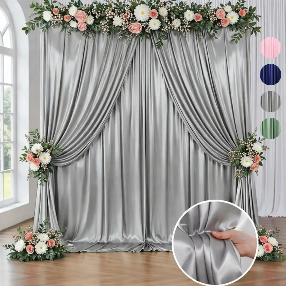 2 cortinas para festas, decoração de festas, 300x290cm, cor cinza