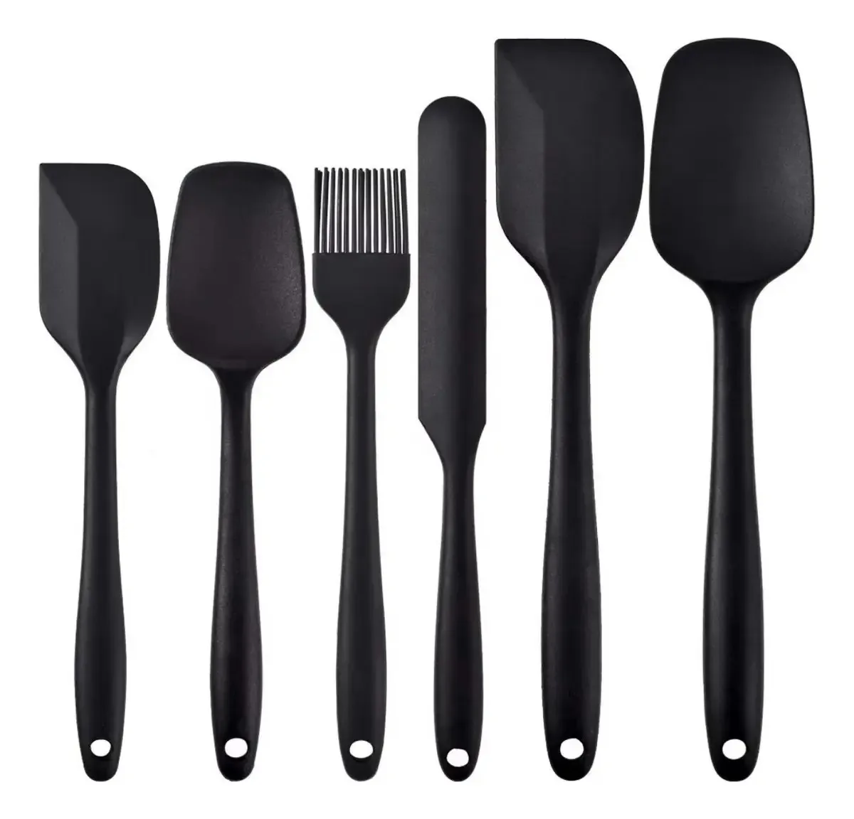 Utensílios de cozimento, conjunto de 6 espátulas para assar, pretos