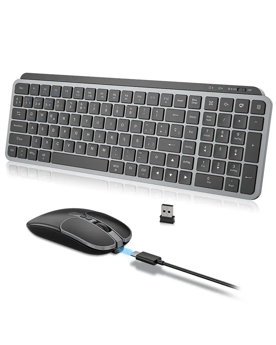Kits gratuitos de teclado e mouse Wolf P11 Qwerty em espanhol