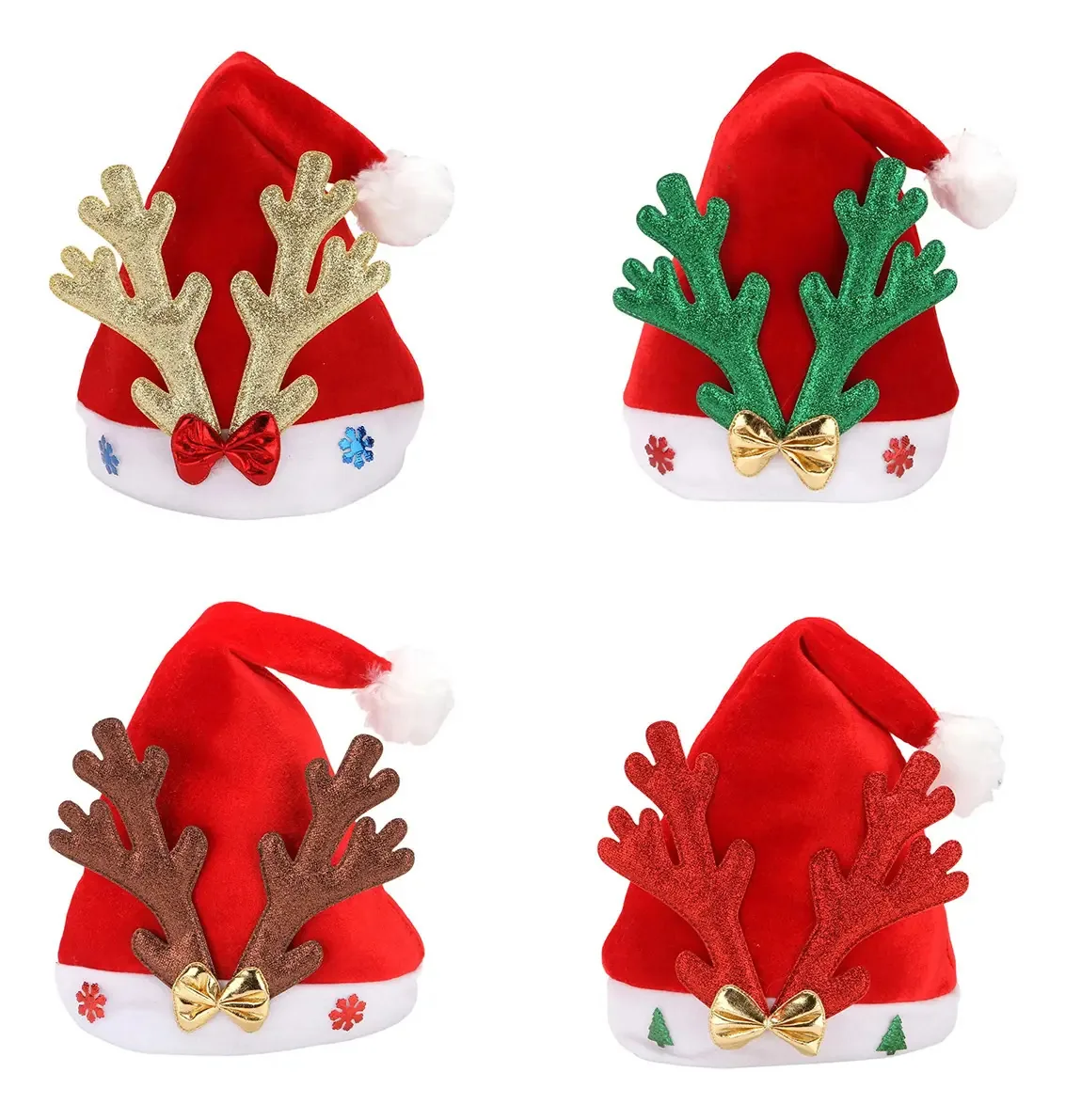 4 chapéus de Natal Papai Noel e Renas Christmas Party Inn