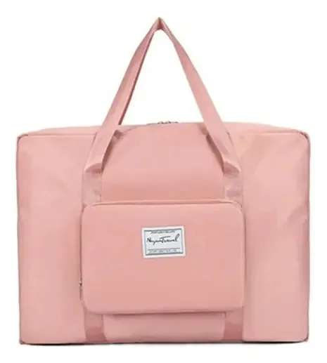Bolsa de viagem impermeável portátil dobrável, leve e colorida Pink01