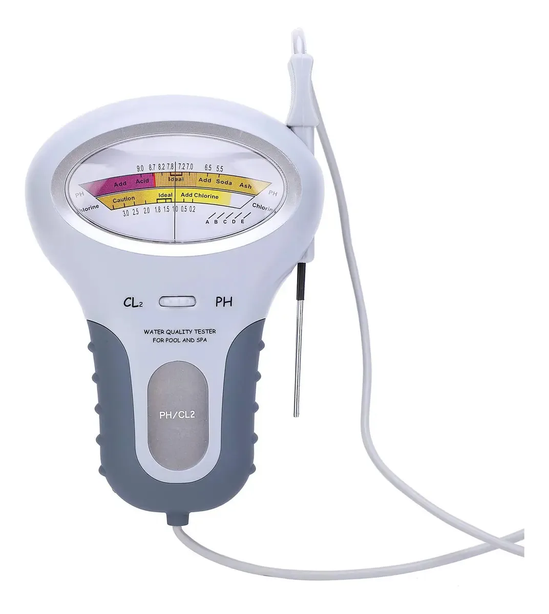 Pc-102b Cl2 Medidor de Cloro e Análise de pH com Sonda, Medidor Portátil Medidor de Água Digital, Medidor de pH de Cloro para Piscina, Analisador de Cloro de pH
