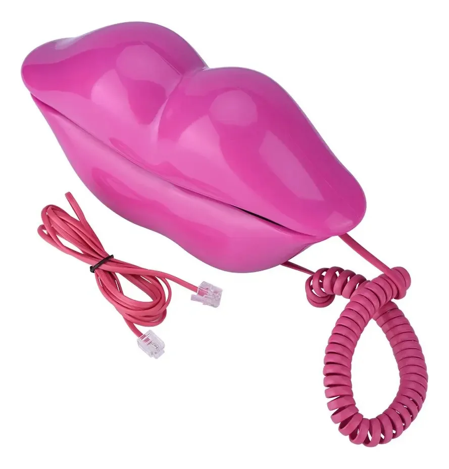 Telefone de boca vermelha Tangxi, novidade com cordão, telefone labial sexy, rosa divertido com formato de lábio vermelho, telefone fixo com cabo, telefones para escritório doméstico, decoração de...