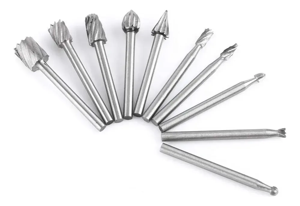 Brocas Rotativas, Jogo De Fresas De Metal Burrs De Hss 10 Peças Com Cabo Redondo De 1/8 Polegadas, Para Furadeira Amoladora, Escultura De Metal, Polimento, Gravação, Perfuração
