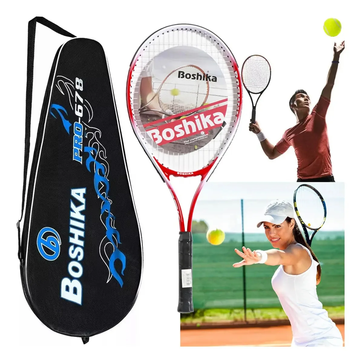 Raquetes de tênis recreativas para adultos com bolsa vermelha tamanho 0