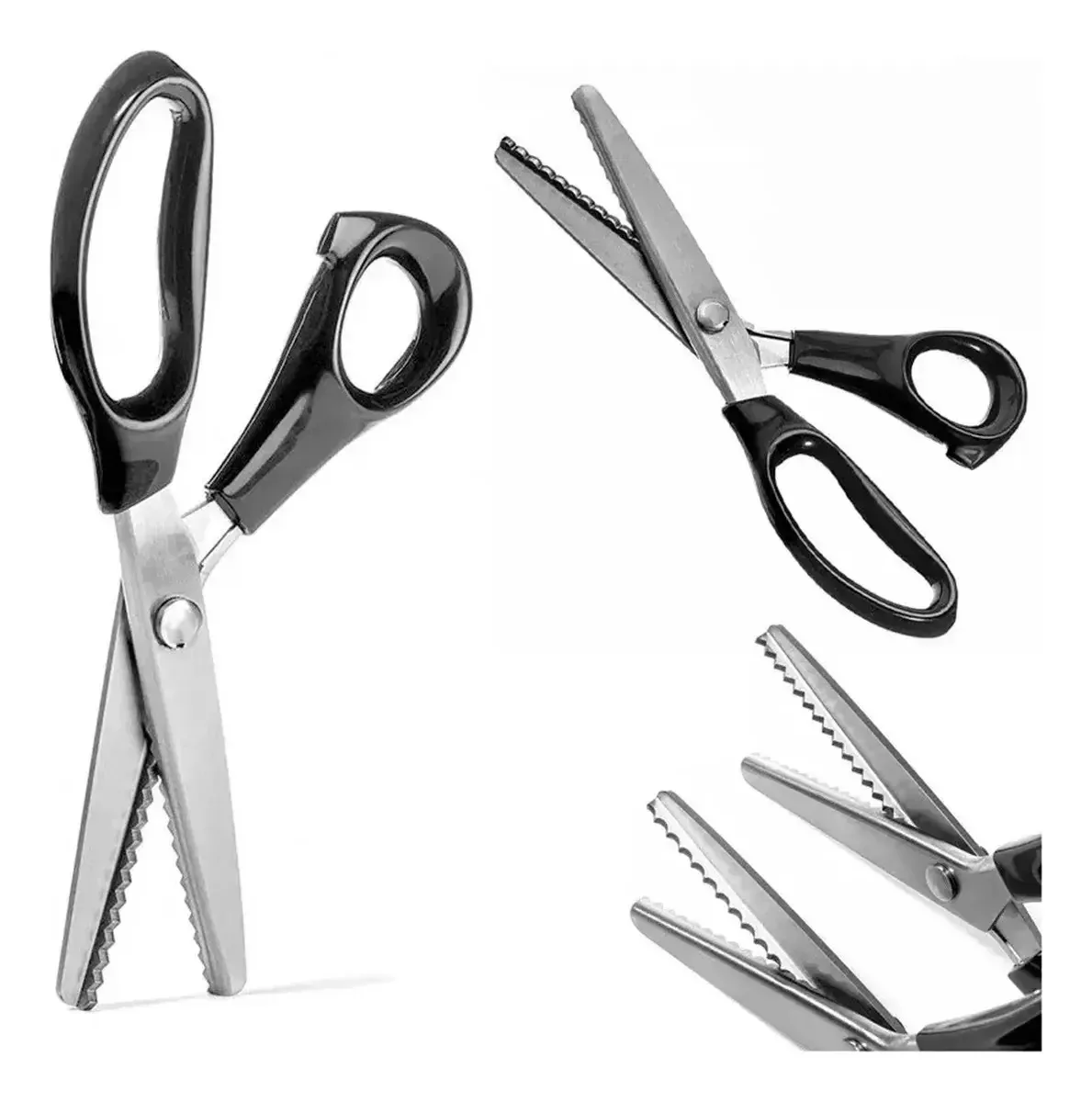 3 × Tesouras de alfaiate, tesoura de renda, aço inoxidável Zig Zag