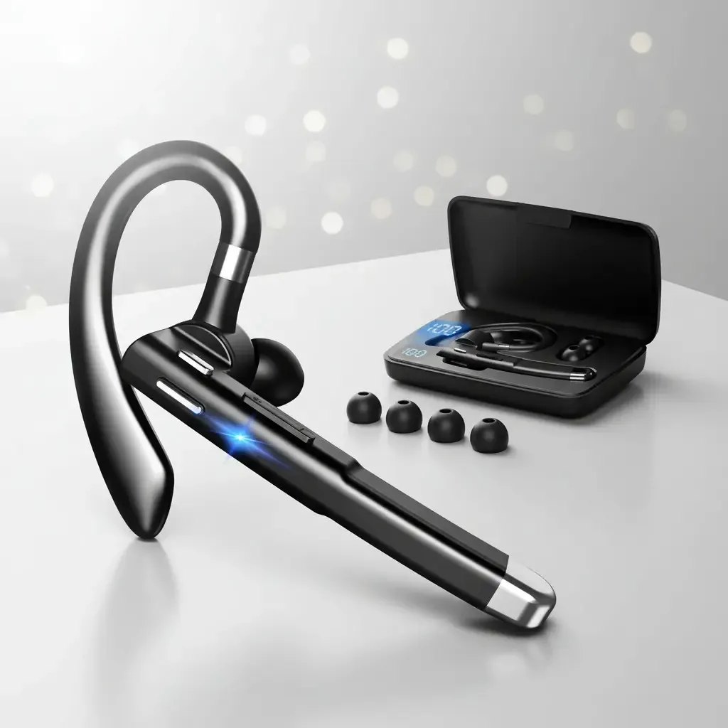 Fone De Ouvido Bluetooth Negócios Com Microfones E Tela Led Preto