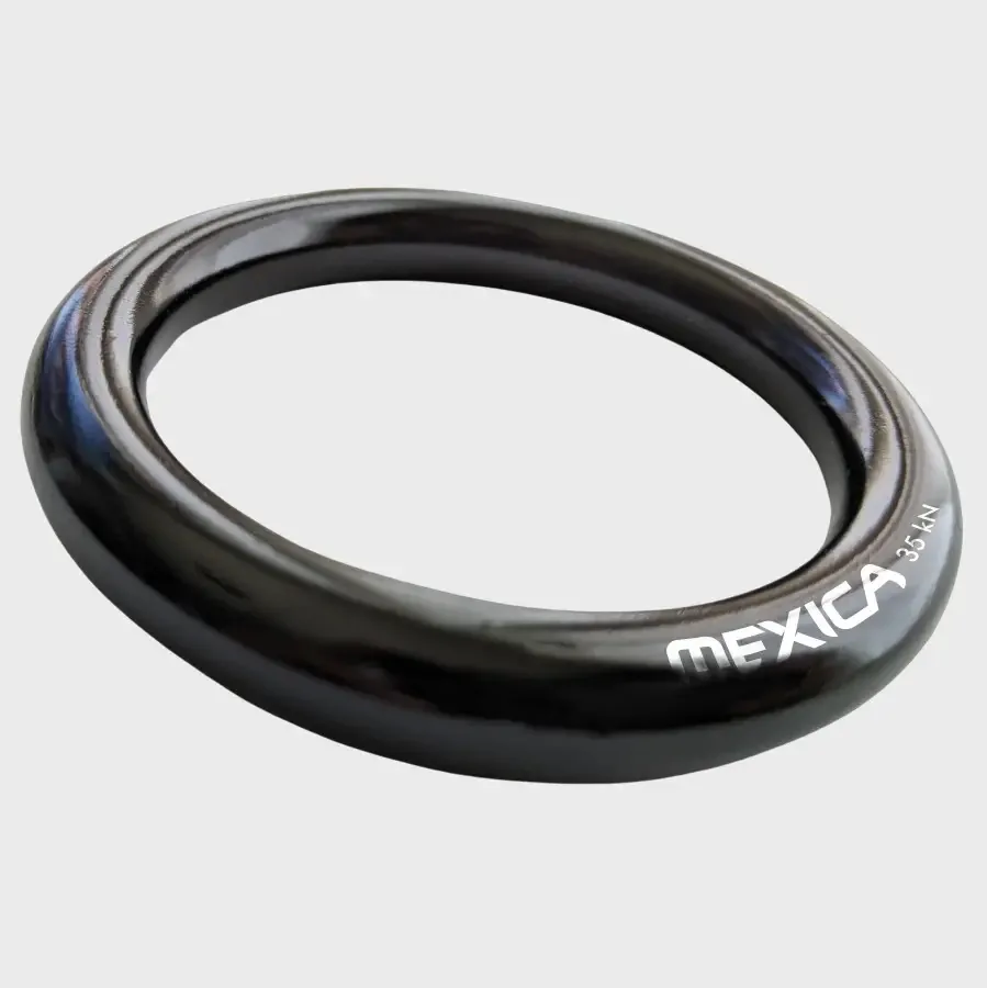 Anel para Highline Slackline, alumínio anodizado de 60 mm, 35 kn, cor preta