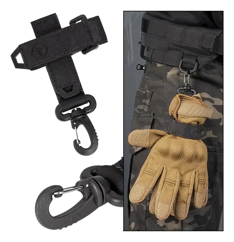 Gancho de luva tático preto ajustável multiuso Cordura
