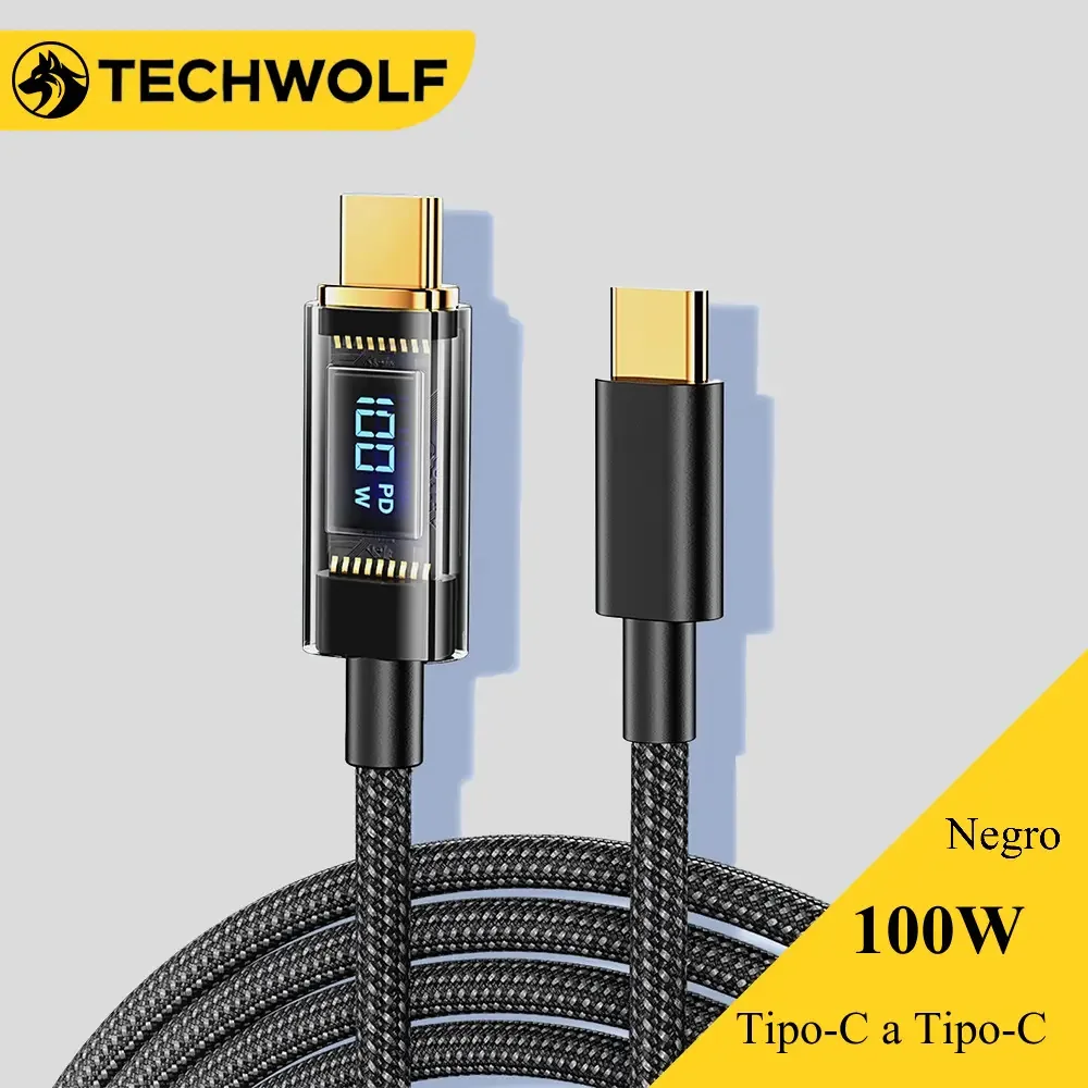 Cabo de carregamento rápido com display digital, cabo USB C para tipo C, cabo de dados para telefones celulares e laptops