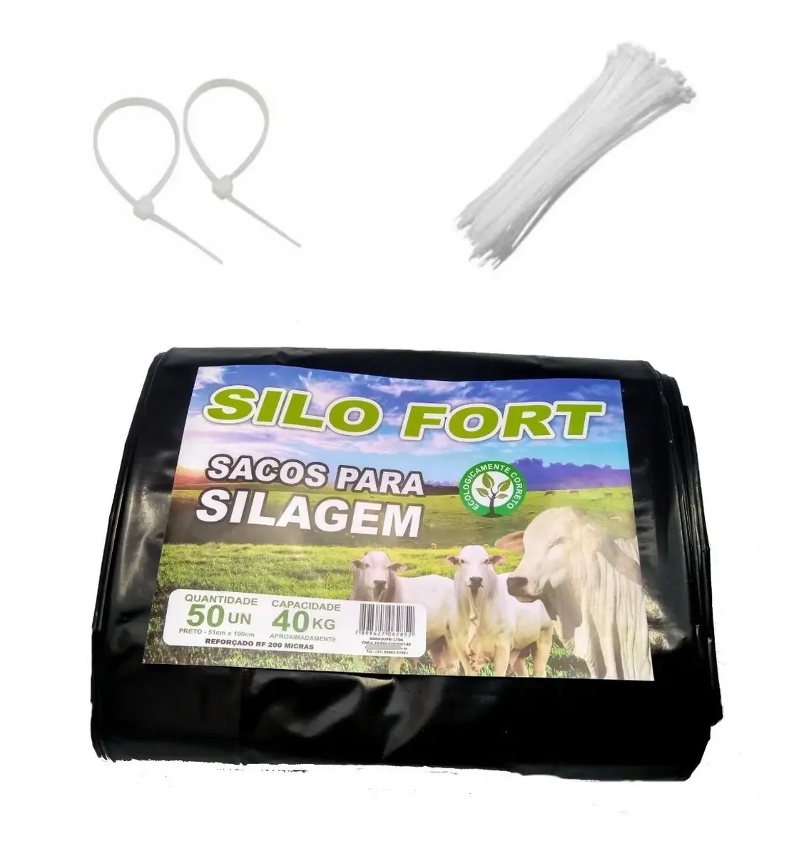 Sacos Para Silagem Preto 51x100 200 Micras 1000un C/ Abracad