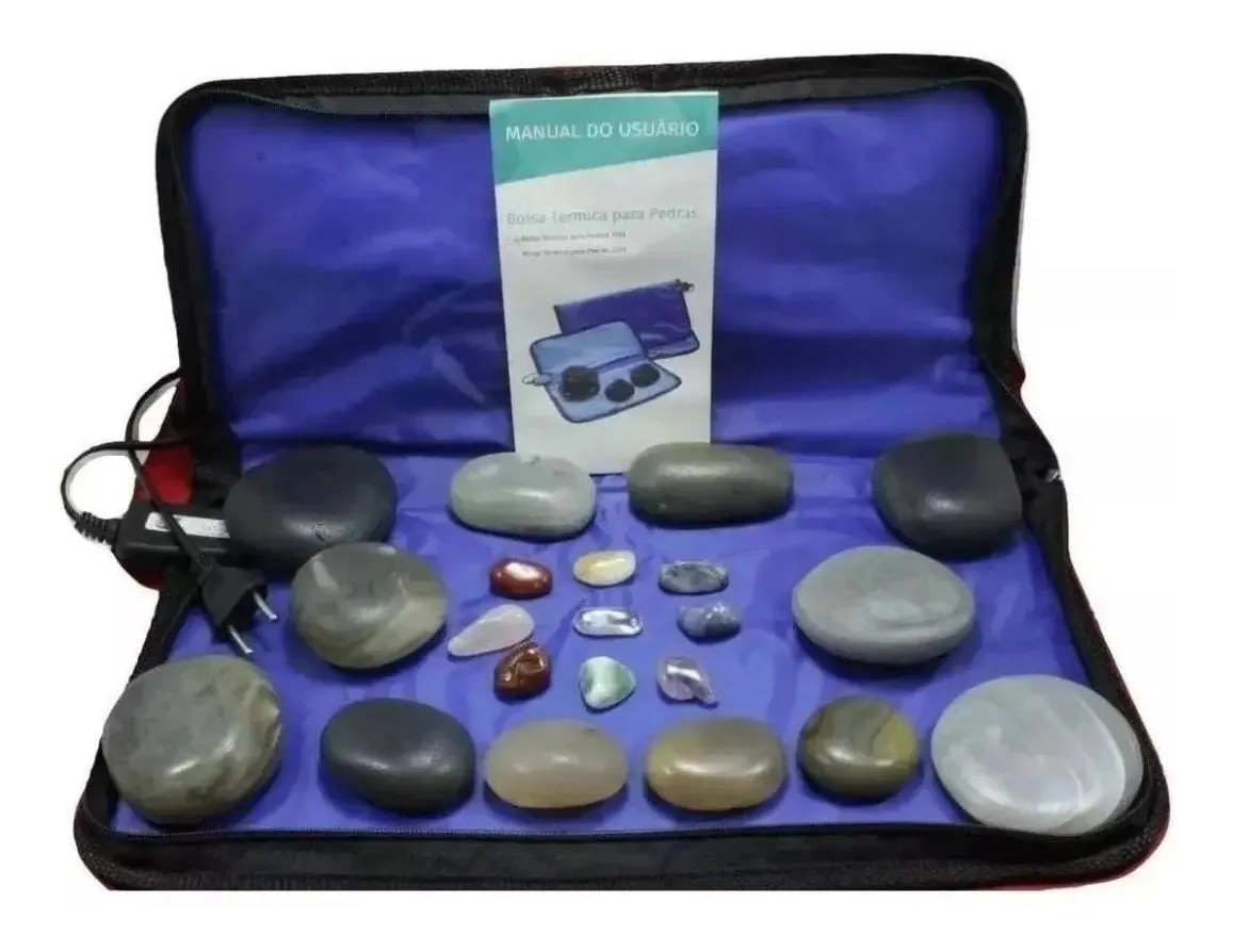 Kit Pedras Quente Agata Com Bolsa Térmica 110v