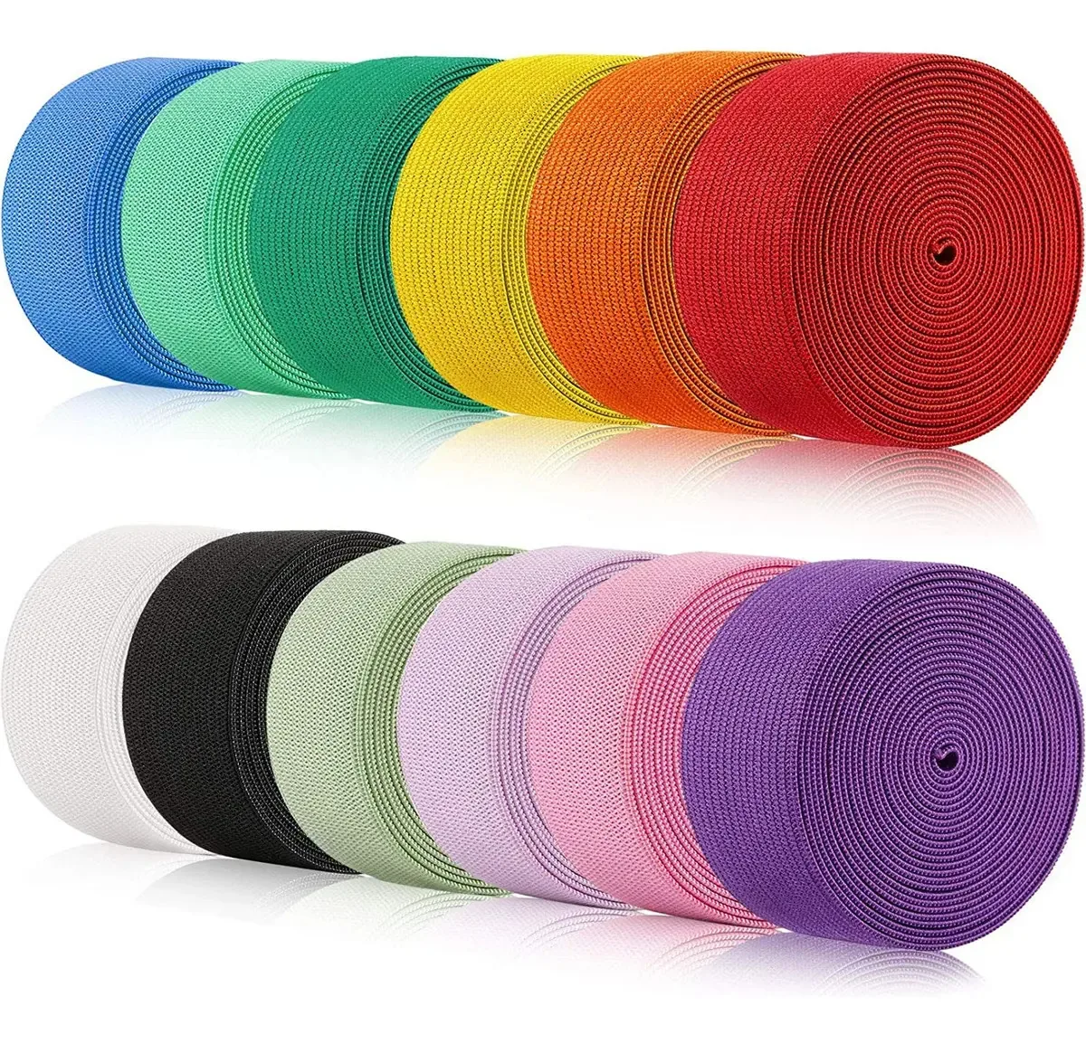 12 Rolos De Bandas Elásticas Trançadas Coloridas Para Diy