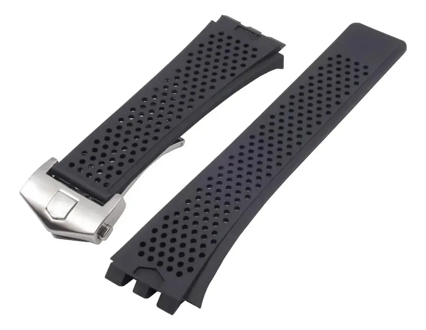 Adequado para pulseiras Tag Heuer Carrera, cor preta -prata_22 mm