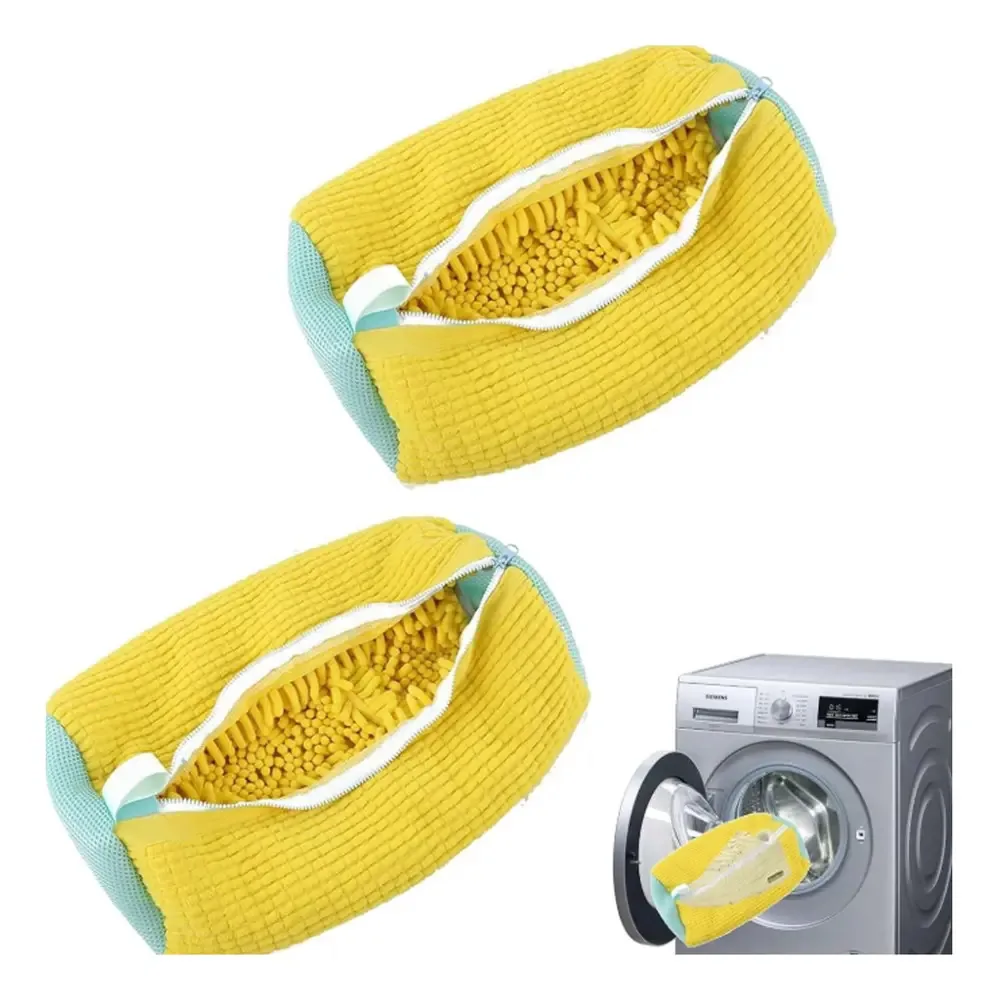 2 bolsas para lavar sapatos, roupas e sapatos, proteção amarela