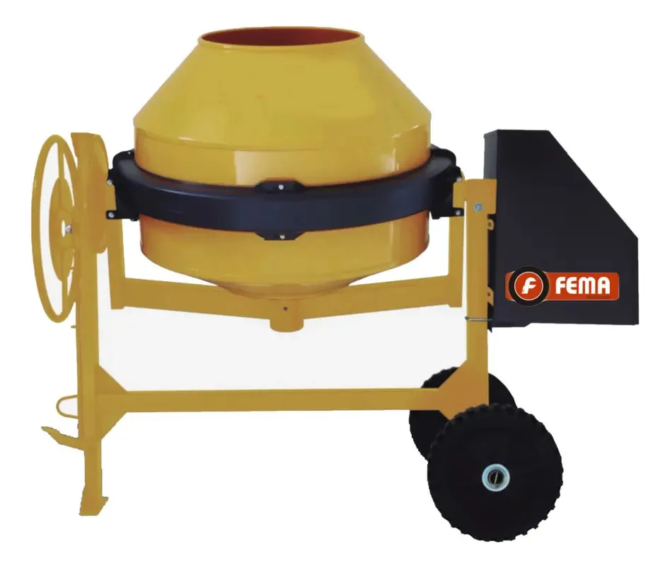 Misturador de concreto Fema 400 Lt, motor, 7 HP, rodas sólidas