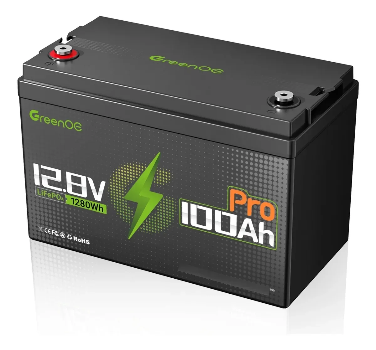Bateria solar de lítio Greenoe 12v 100ah 1280wh Lifepo4 Pro