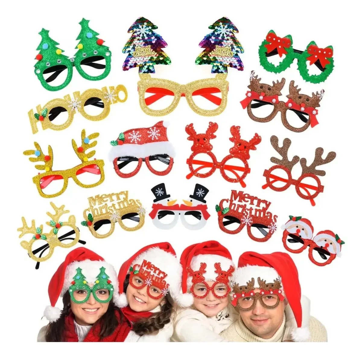 Kit de 14 copos de Natal, enfeites de festa de Natal vermelhos