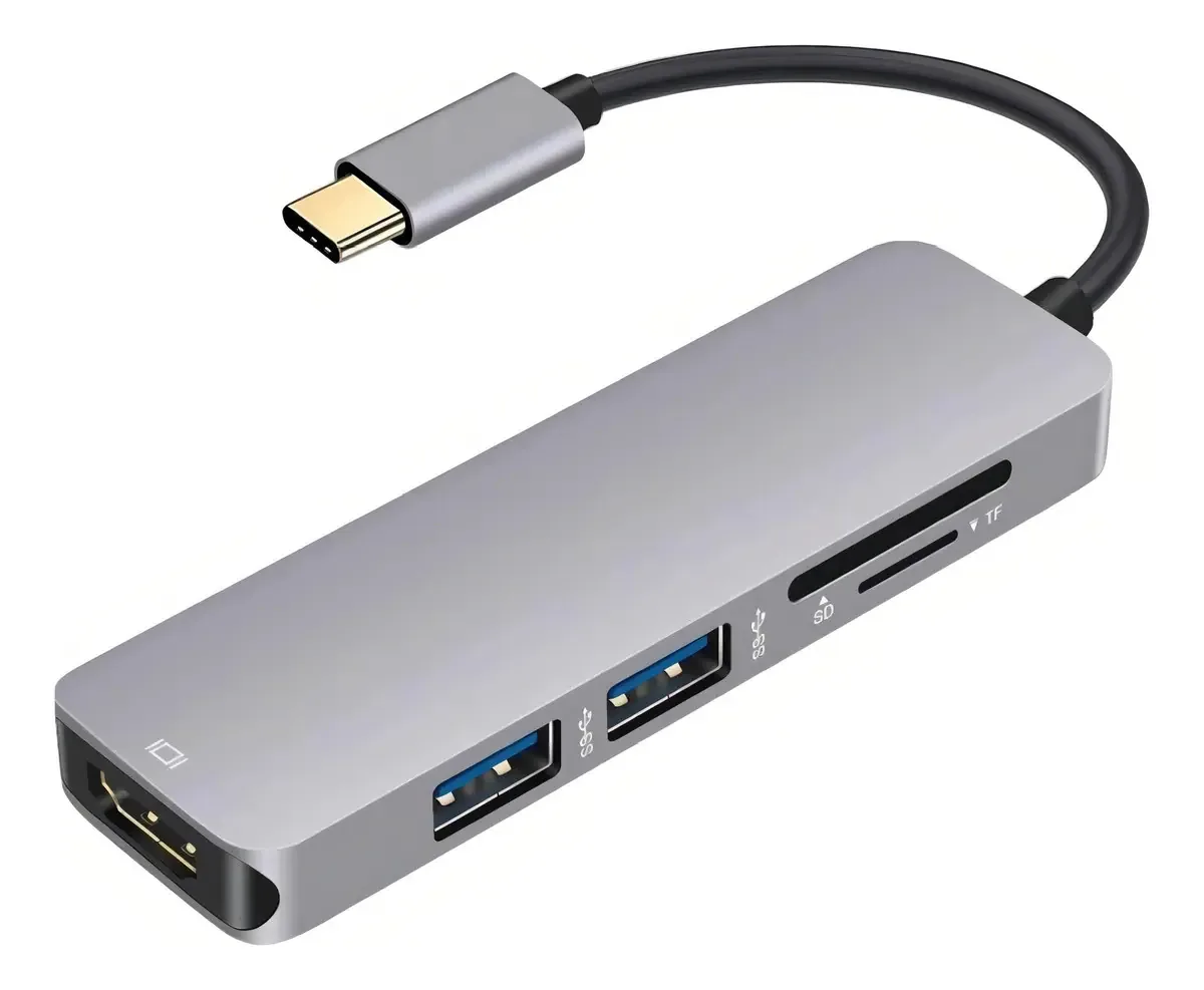 Adaptador Usb C Hub 5 Em 1 Tipo C Para Hdmi Usb3.0 Rj45 Lan