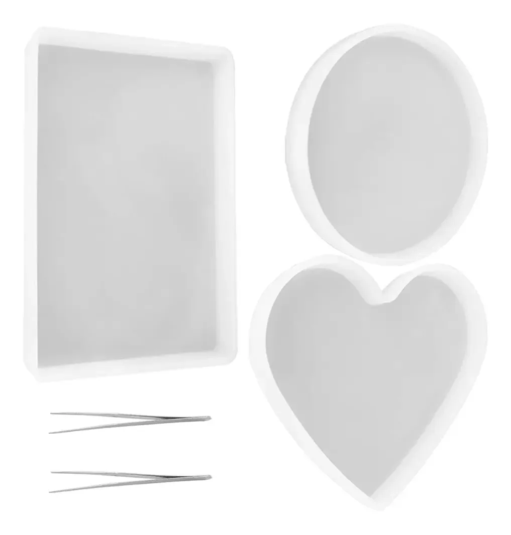Moldes grandes de resina com 2 pinças para bricolage