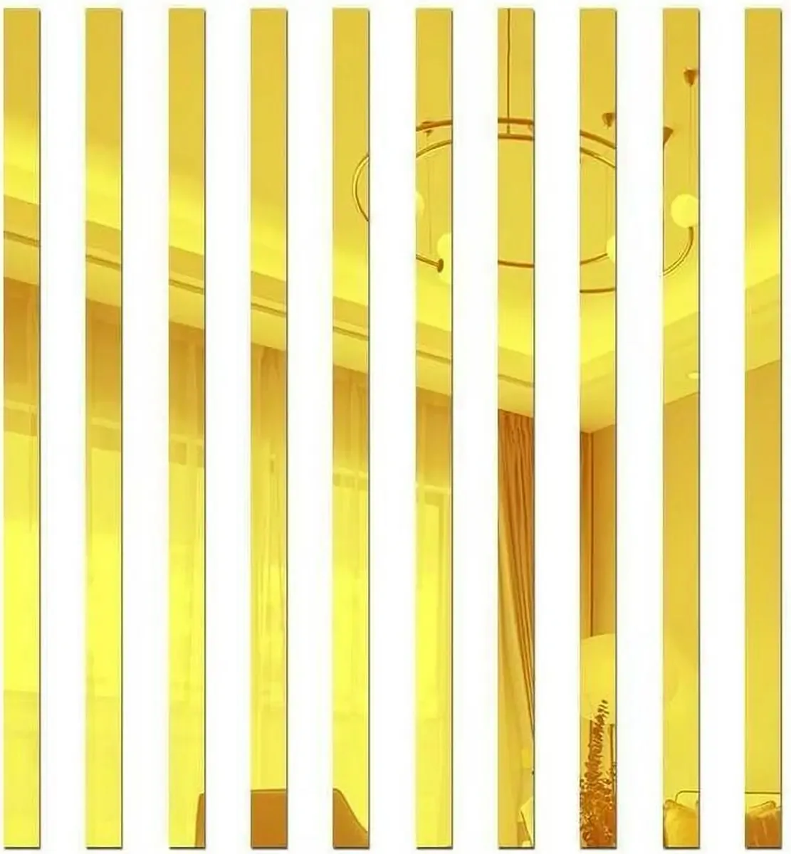 10 espelhos de parede adesivos decorativos - Ouro 5x2