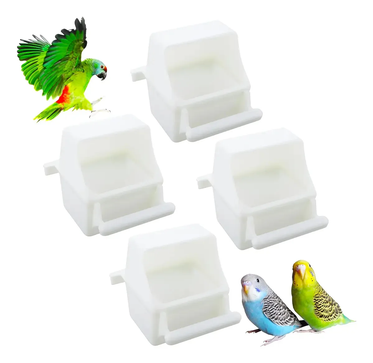 Alimentadores de pássaros de plástico com pequena fenda branca