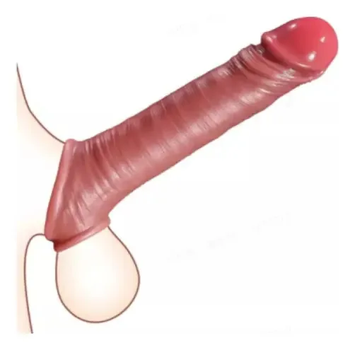 Estojo extensor de pênis realista com brinquedo sexual marrom