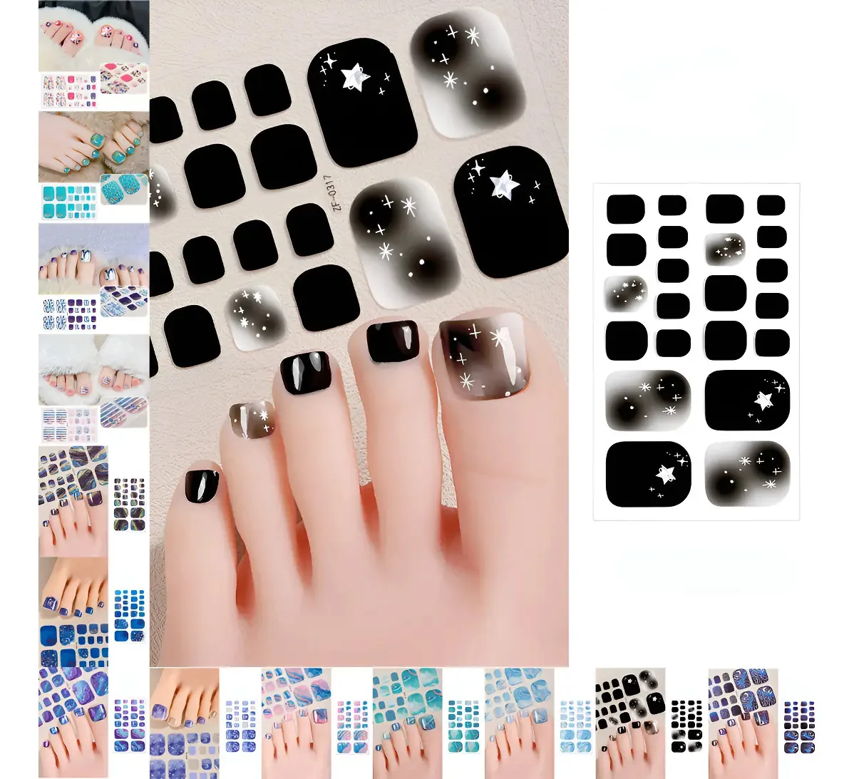 Adesivos de unhas de gel Adesivos para unhas de pés de vários estilos Zf-12