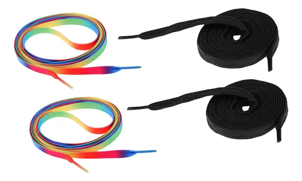 Prettyia 2 Pares de Cadarços Unissex para Patins de Rodas ao Ar Livre Patins de Gelo Cordões - Preto, 180 X 1 Cm