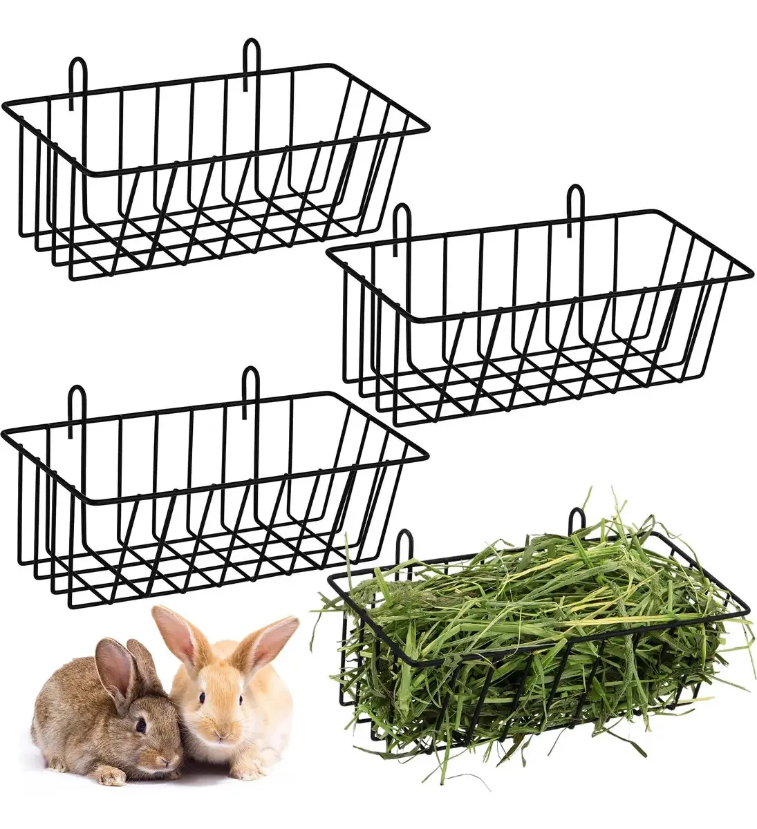 Alimentadores de feno de metal pesado para coelhos e furões
