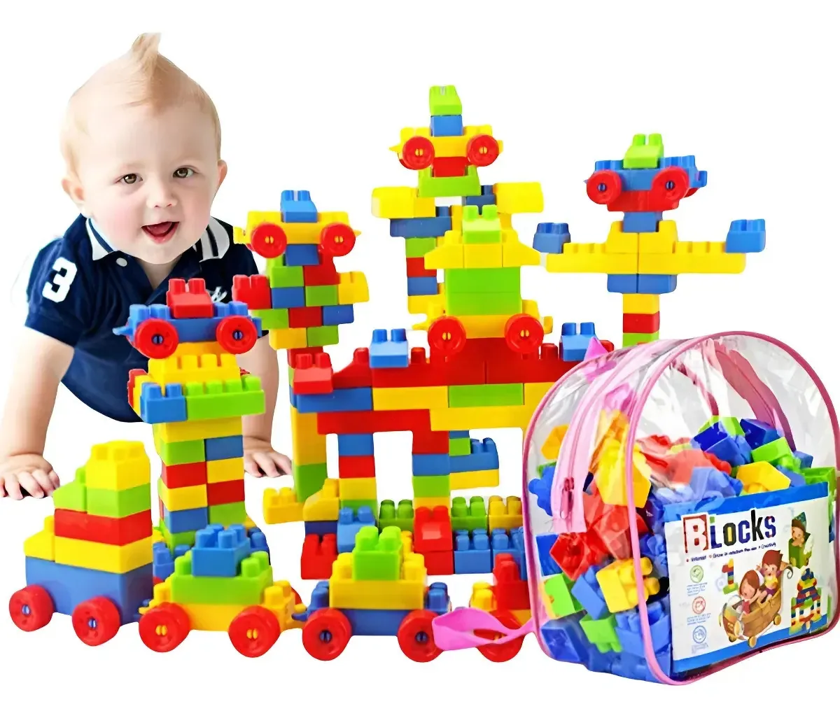 Mochila de brinquedo de construção de blocos de 130 peças Jogos de blocos Jogos de construção Jogo de construção