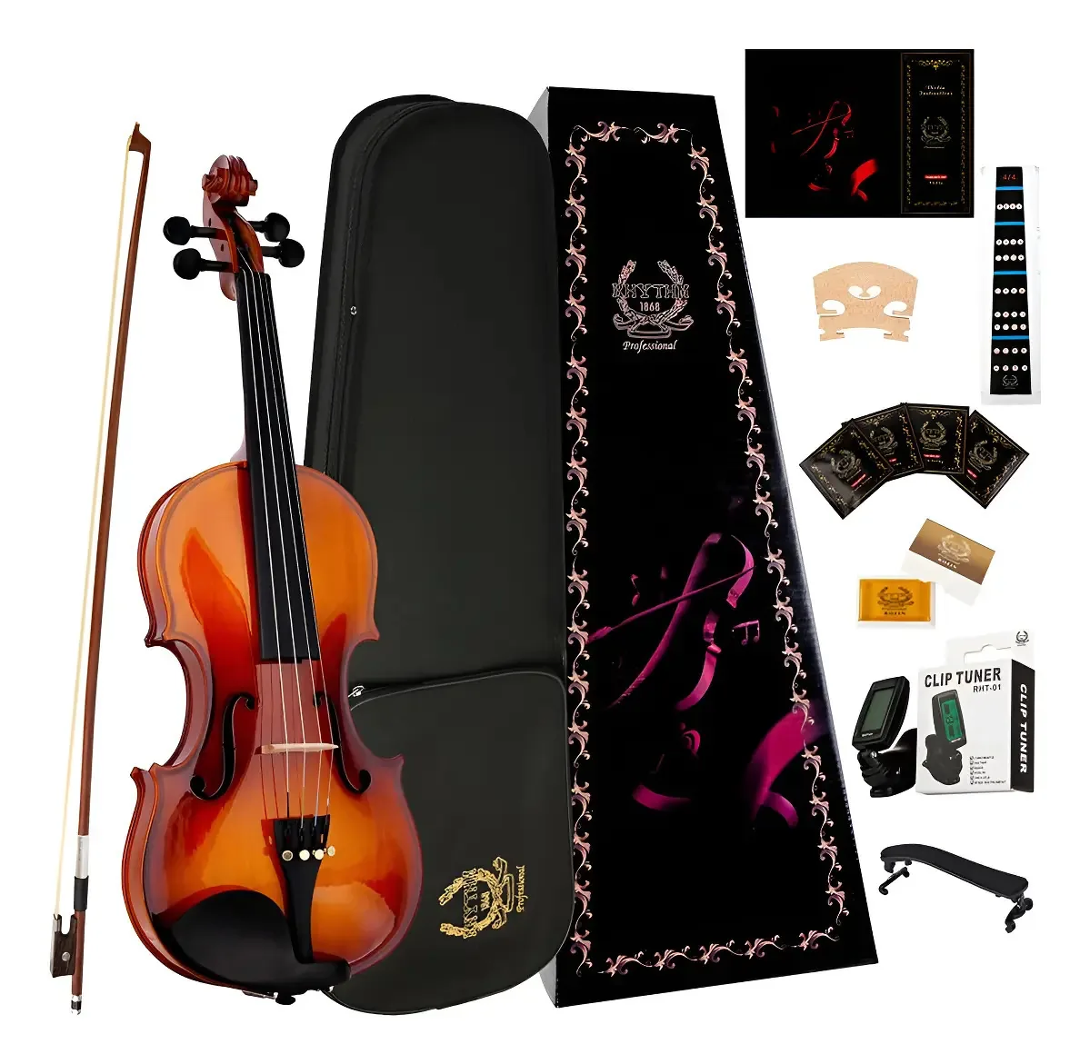 Conjunto de violino rítmico para iniciantes, pacote Inic. Cor natural