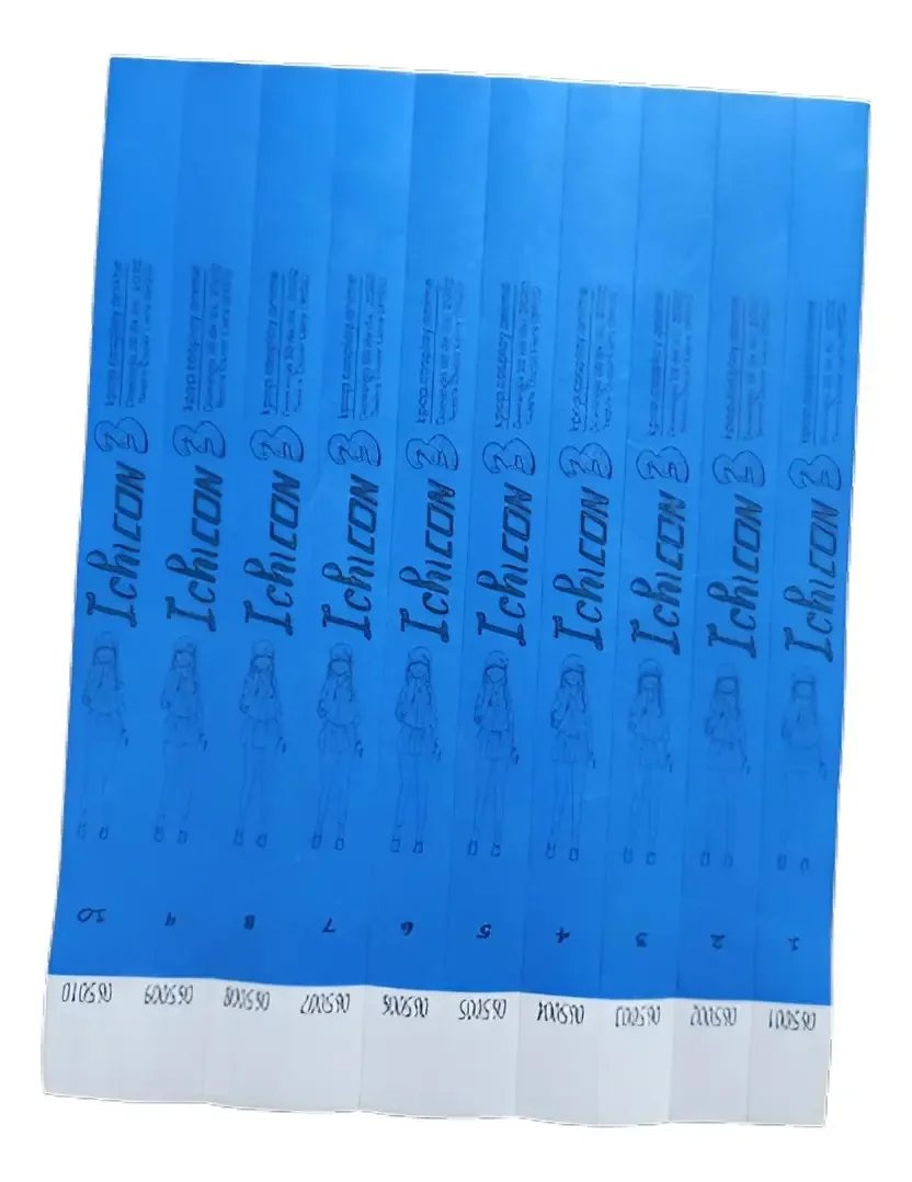 500 pulseiras Tyvek impressas em azul
