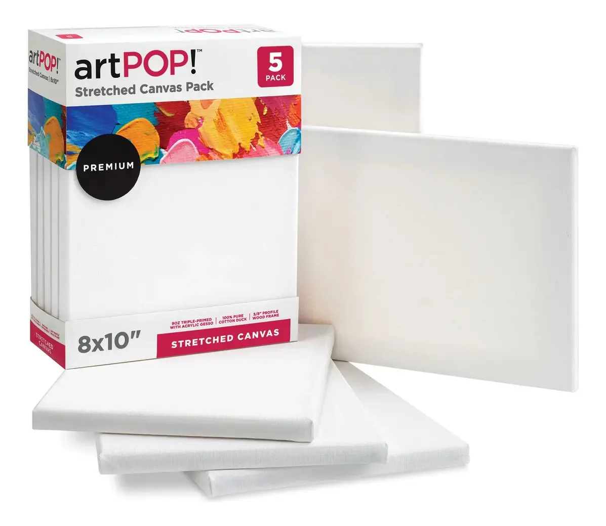 Arte pop! Pacote de 5 telas elásticas, tela de 8 x 10 polegadas