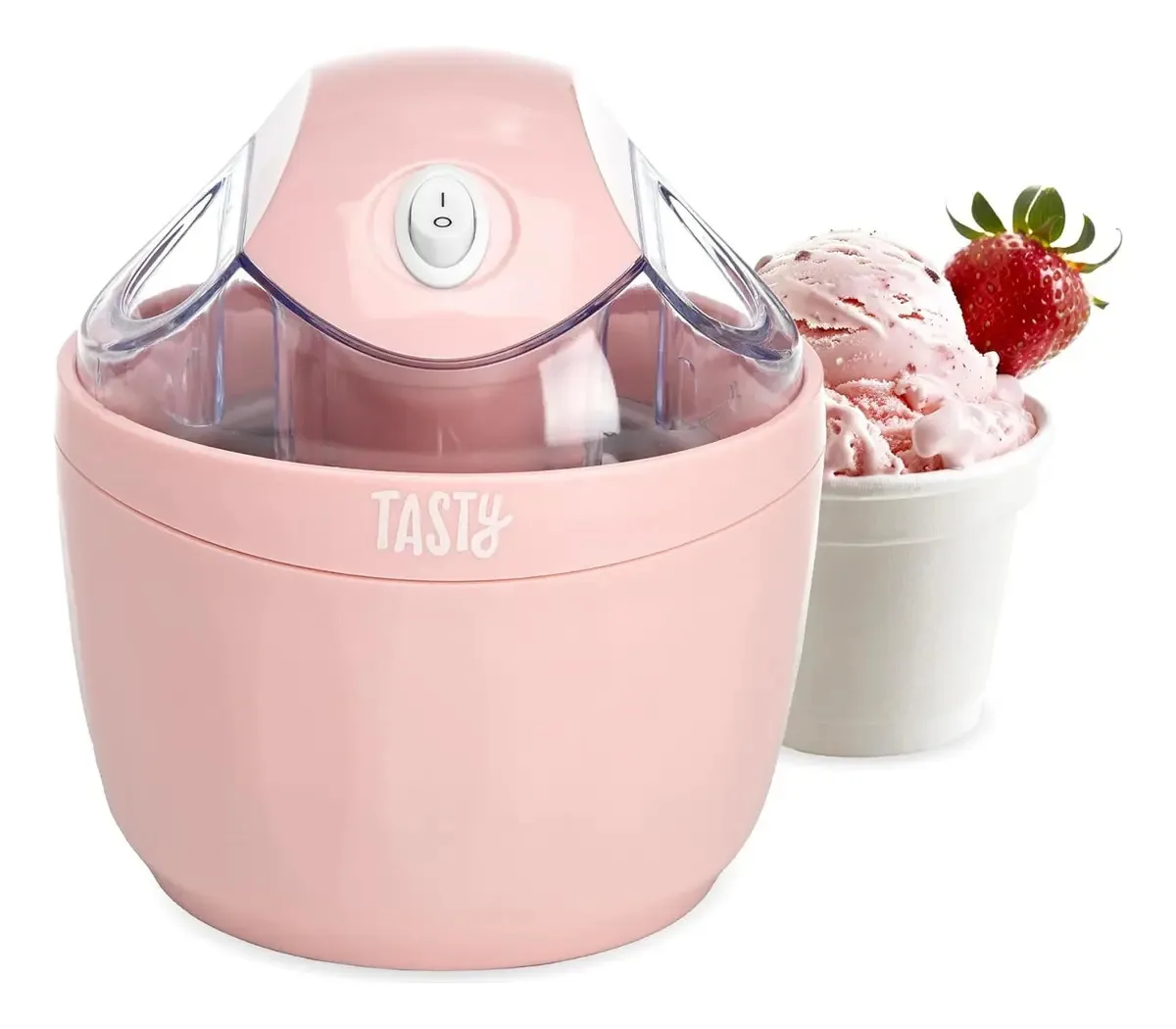 Mini máquina para fazer sorvetes, sorvetes, iogurte congelado cor rosa