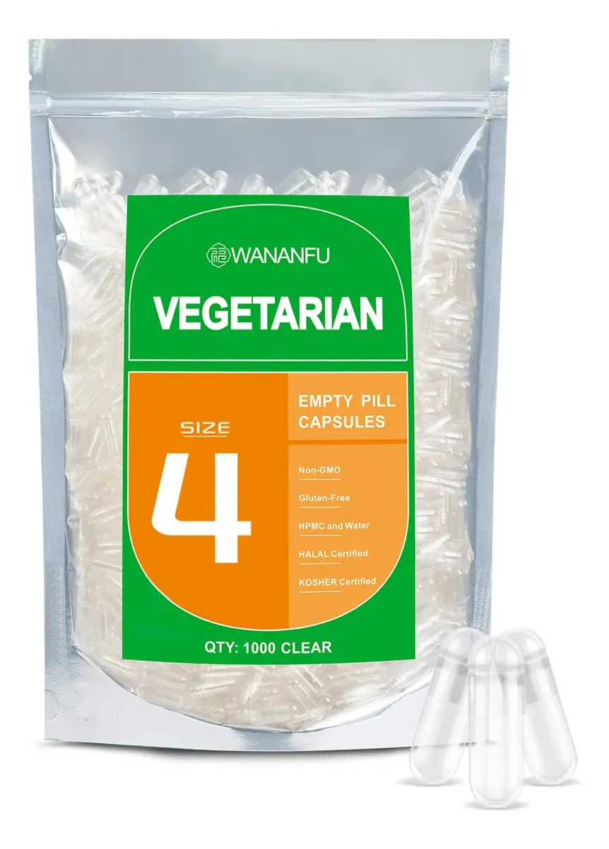 Cápsulas vazias wananfu Vegetarian tamanho 4 transparente