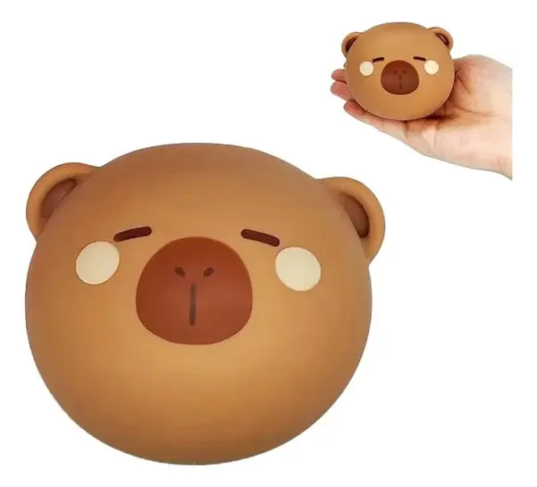 Brinquedo macio anti-stress, redondo, marrom, capivara